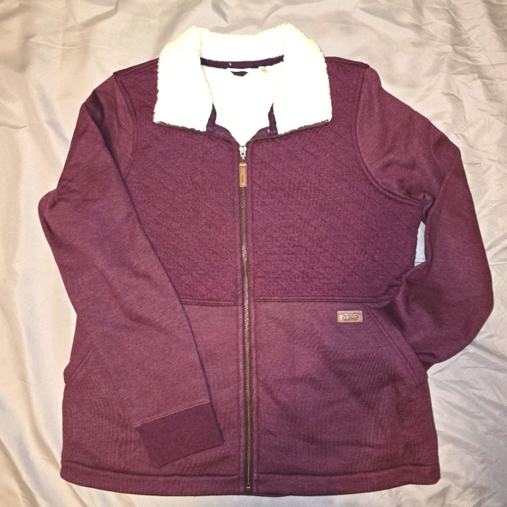 COLUMBIA New w/o Tags Woman's Maroon Full Zip Quilted Sweatshirt Size Medium